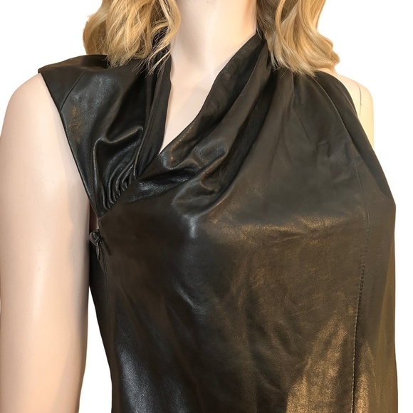 Danier Greta Constantine Dress Buttery Soft Lambskin Leather Asymmetrical NWOT - Picture 5 of 15